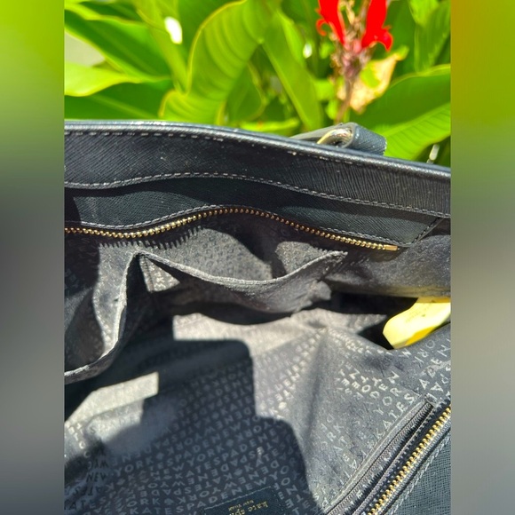 Kate Spade Black Zipper Top Leather Tote - Great condition - see pictures - Picture 10 of 11